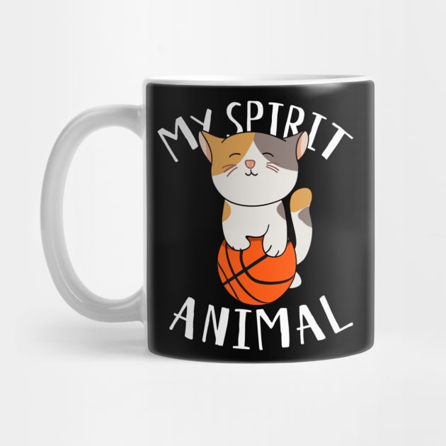 Cute Calico Cat with Basketball - My Spirit Animal by HappyGiftArt